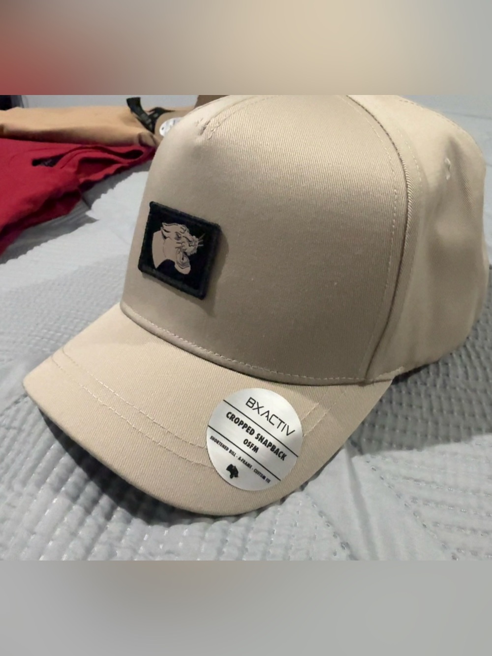 BXACTIV Cropped Snapback Cap- Beige with Panther Patch
